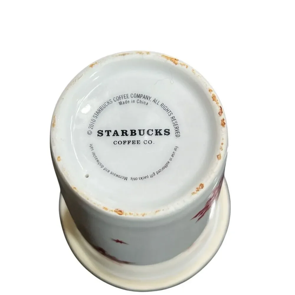 Starbucks 2010 Ceramic Travel Mug Tumbler Winter Holiday Snowflake
